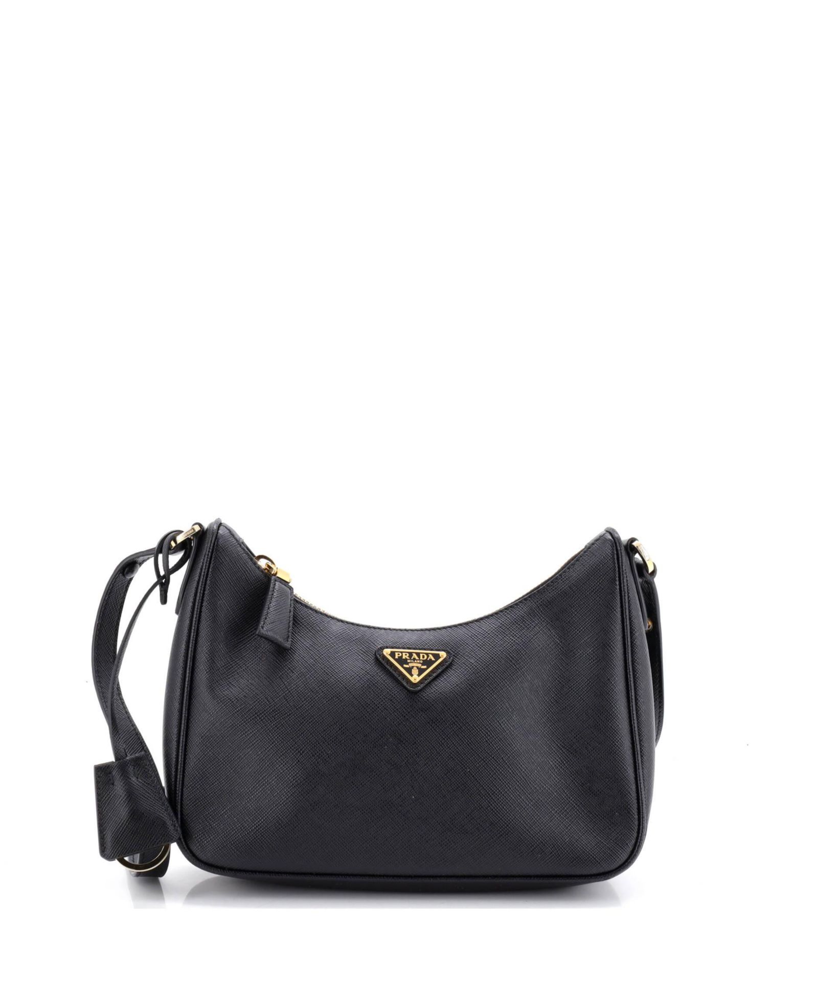 Pre-Owned Prada Mini Adjustable Handle Zip Hobo Saffiano Leather