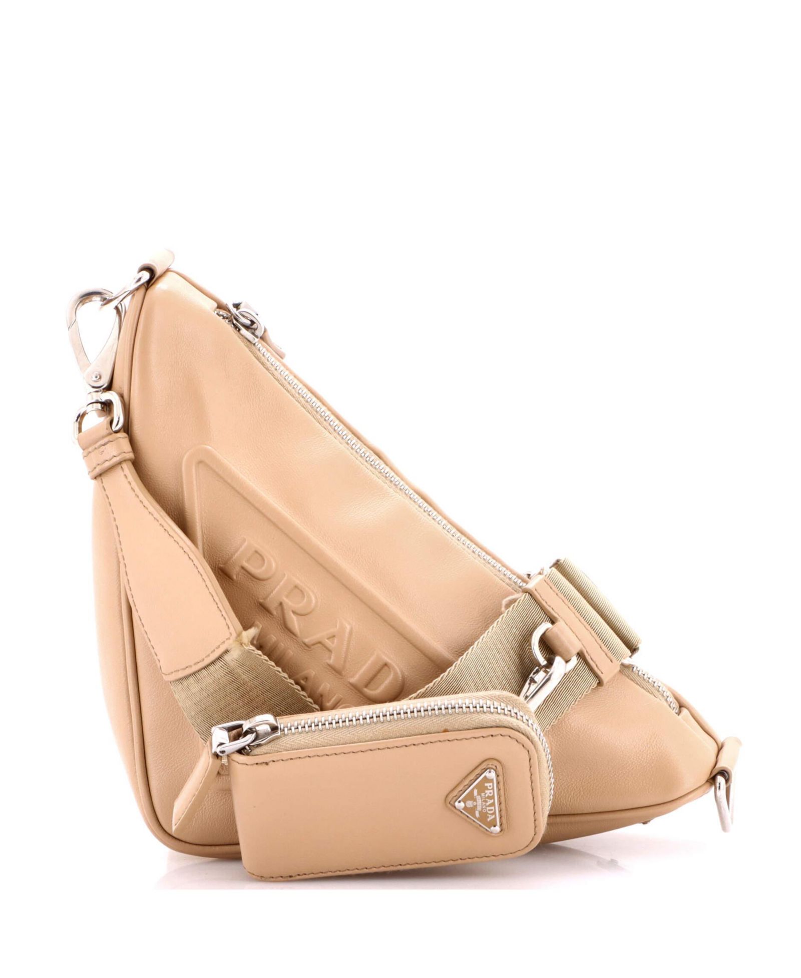 Pre-Owned Prada Кожаная сумка через плечо с логотипом маленького треугольника
