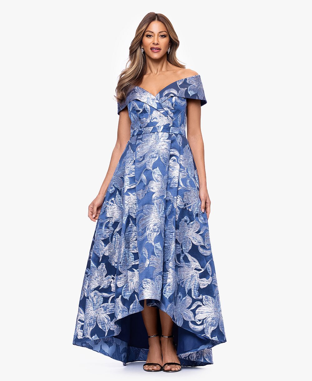 XSCAPE Women's Off-The-Shoulder V-Neck Gown