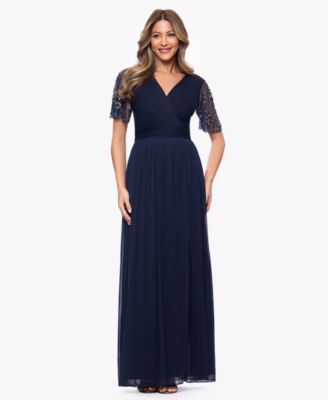 Женское длинное платье XSCAPE Short-Sleeve V-Neck