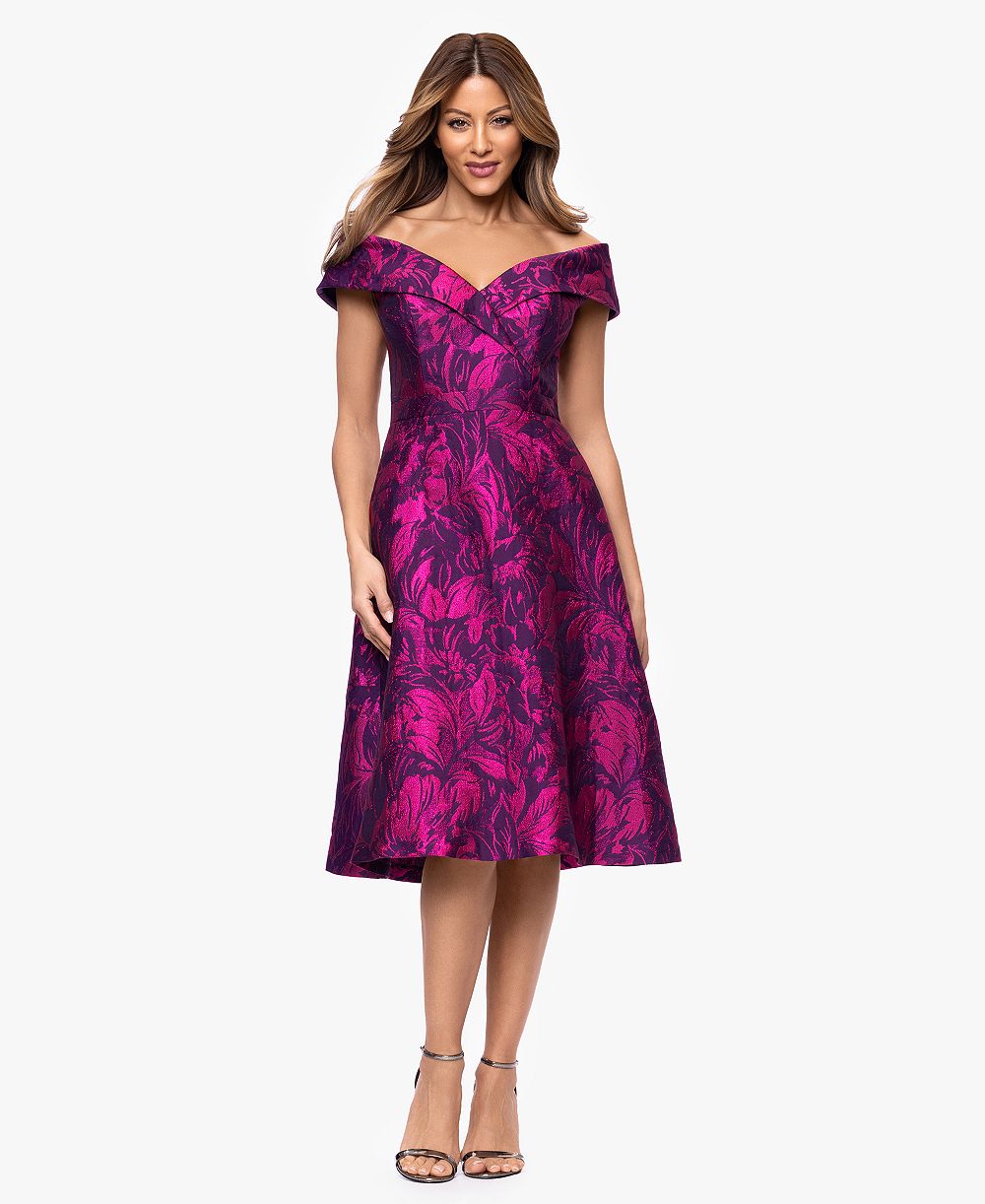 Женское платье XSCAPE Off-The-Shoulder Neck Midi