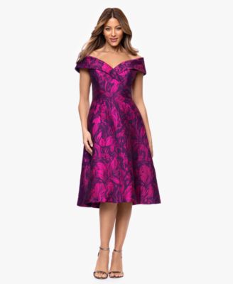 XSCAPE Women's Off-The-Shoulder Neck Midi Dress