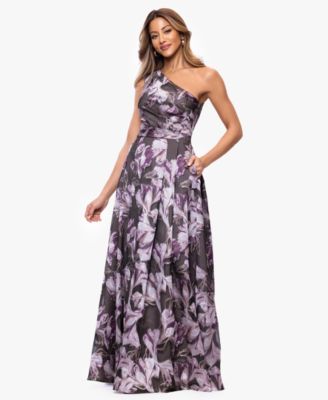 XSCAPE Women's One-Shoulder Printed Ball Gown