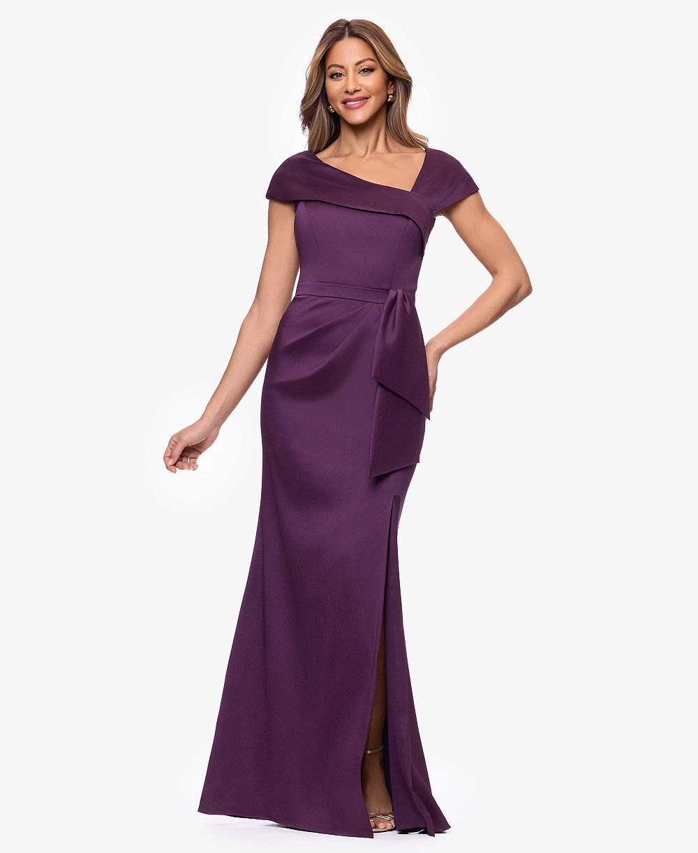 XSCAPE Женский Asymmetric Neck Short-Sleeve Gown