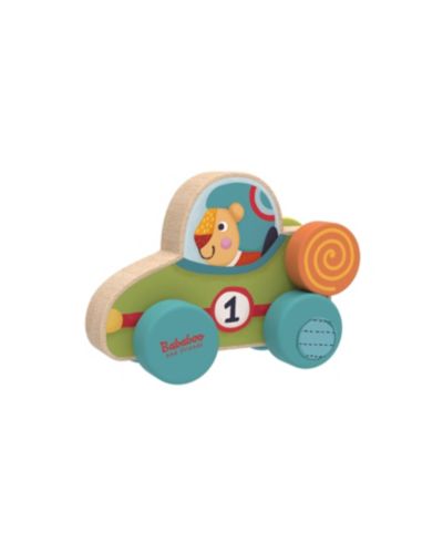Деревянная игрушка-машинка Bababoo and Friends Lion Bababoo Racecar Wooden Push Along My First Car Toy