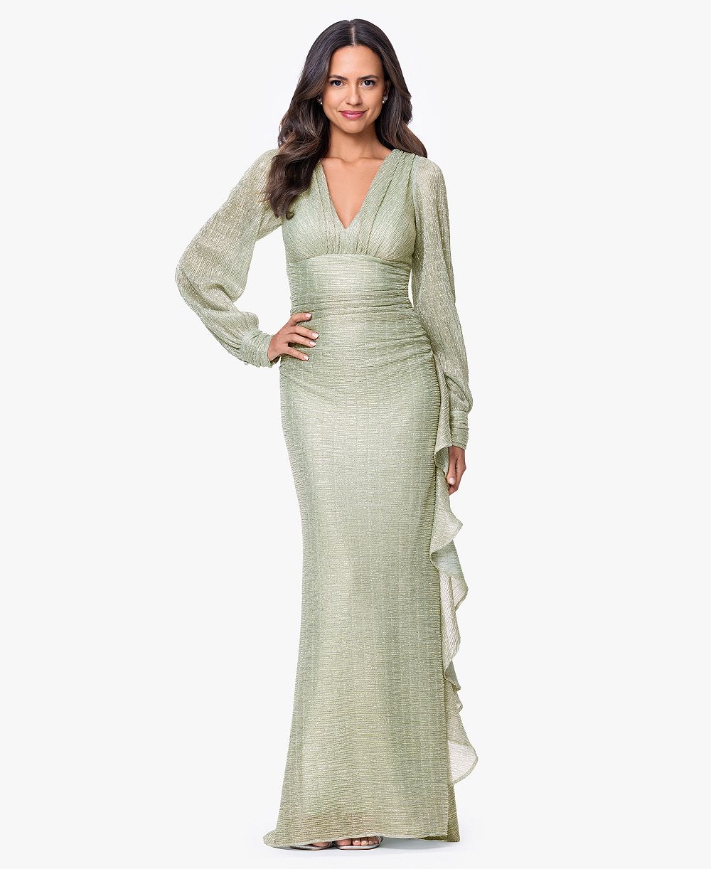 Betsy & Adam Women's V-Neck Ball Gown
