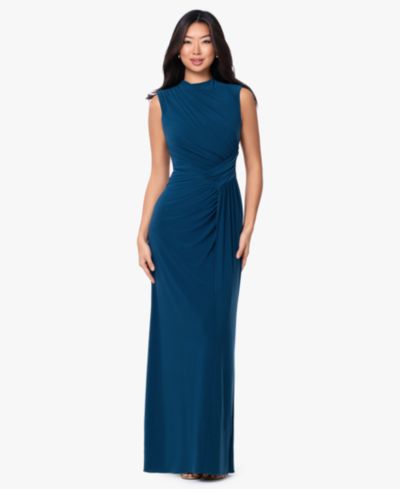 Betsy & Adam Women's Mock Neck Ruched Dress
