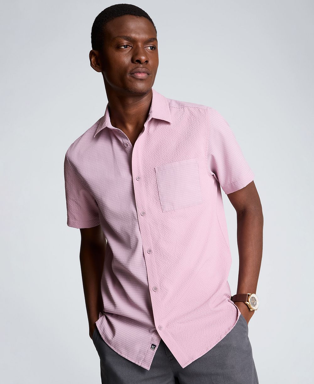Kenneth Cole Men's Mixed Media Point Collar Sport Shirt
