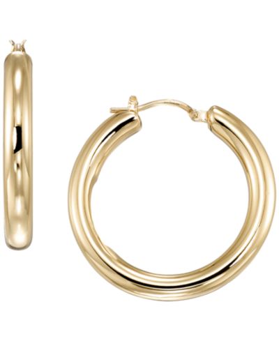 Italian Gold серьги-кольца Polished Hoop 10k Yellow Gold