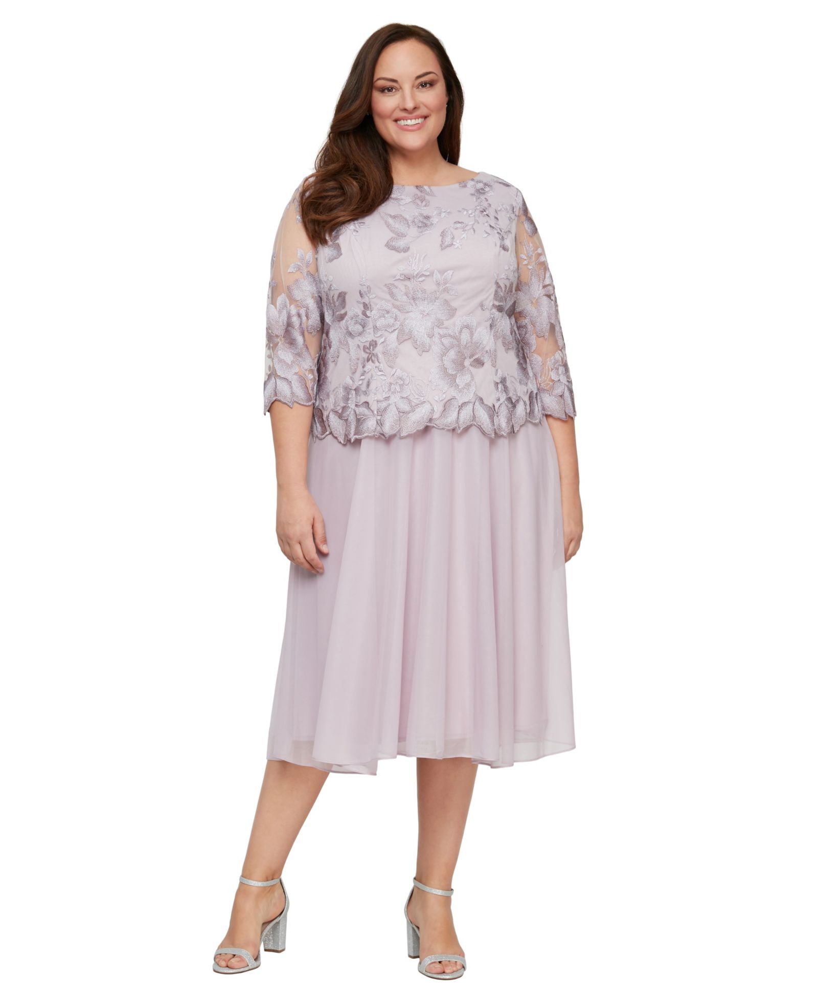 Женское платье midi Alex Evenings Plus Size с вырезом лодочкой