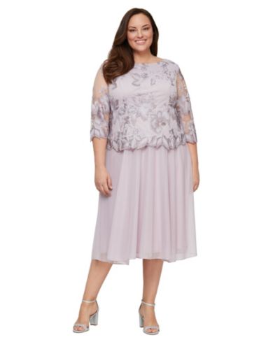Alex Evenings Plus Size Boat Neck Midi Dress