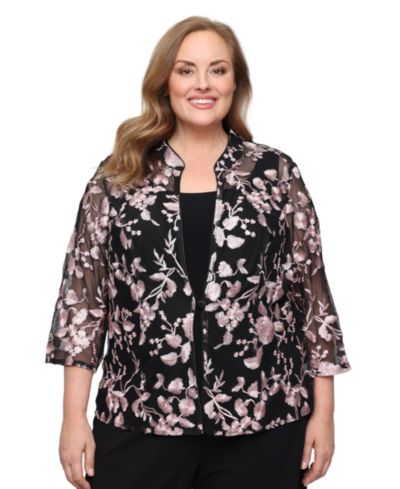 Alex Evenings Plus Size Scoop Neck Top and Jacket Twinset Dress