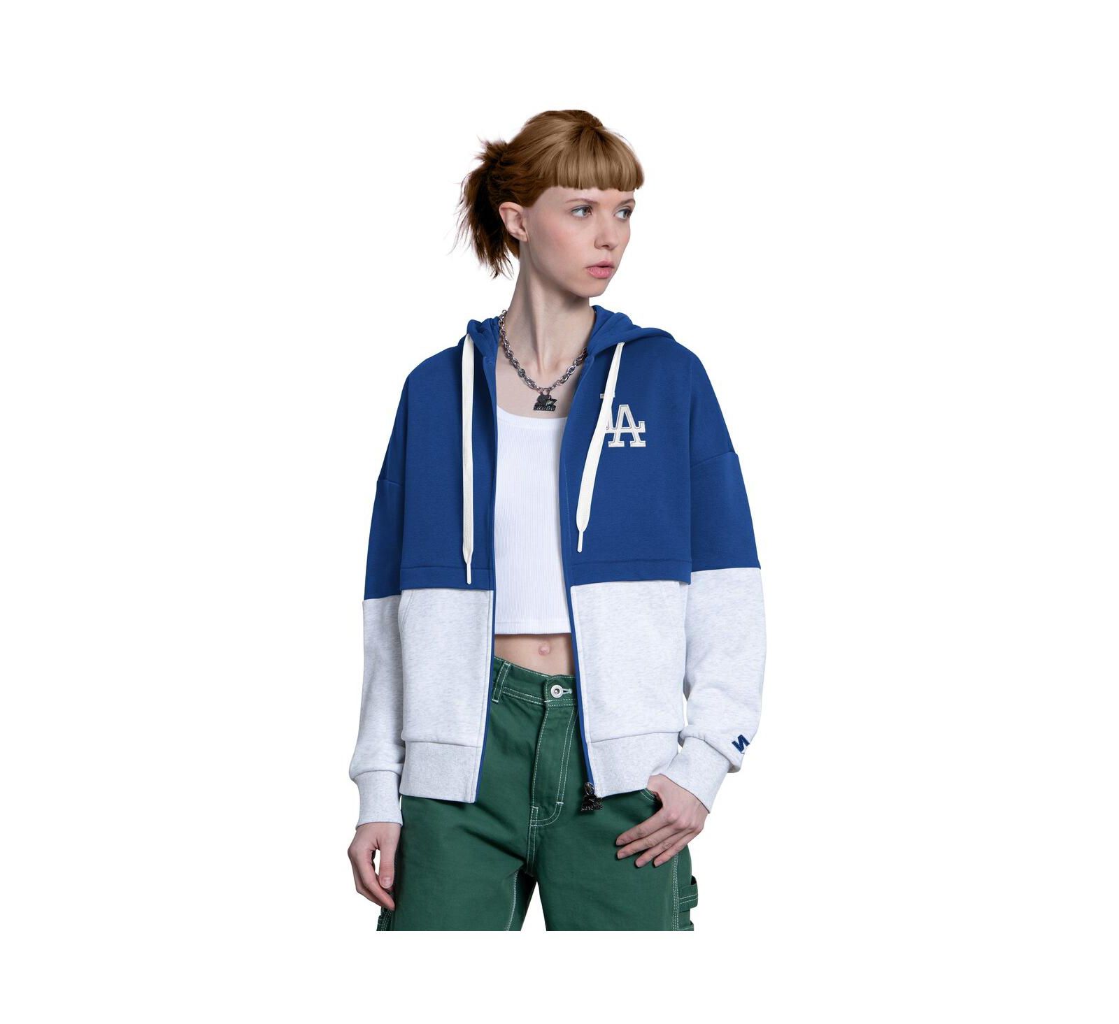 Женское худи Starter Royal/Heather Gray Los Angeles Dodgers Wishbone Full-Zip