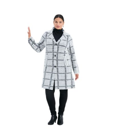 AVENUE Plus Size Gigi Check Sweater Coat