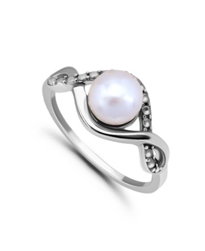 Macy's 1/4 cttw Cubic Zirconia 7mm Imitation Pearl Infinity Design Band