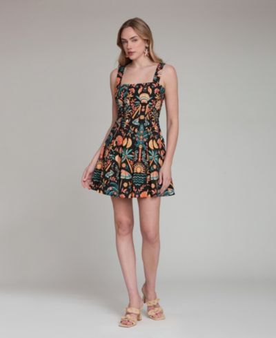Женское мини-платье Avec Les Filles Tropical Print Stretch Pleated