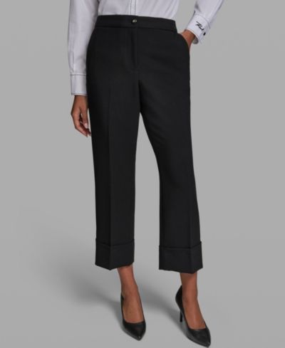 KARL LAGERFELD PARIS Women's Mid-Rise Cuffed Ankle-Length Pants