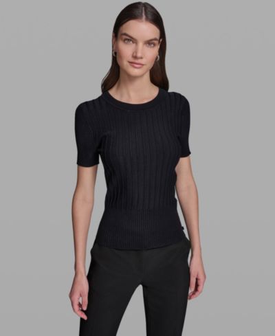Женский джемпер KARL LAGERFELD PARIS Ribbed Short-Sleeve Crew Neck