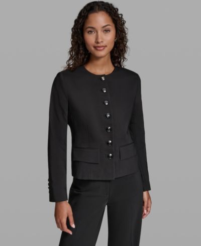 Женский укороченный жакет KARL LAGERFELD PARIS Cotton-Blend Round Neck Cropped