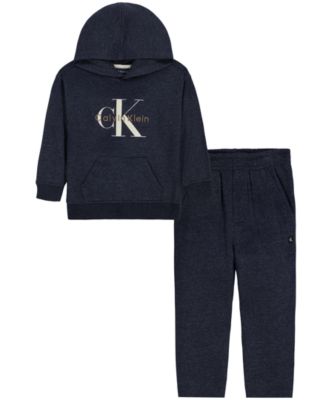 Calvin Klein Boys' 2T-7 Hooded Fleece Hoodie and Joggers, 2-Piece Set