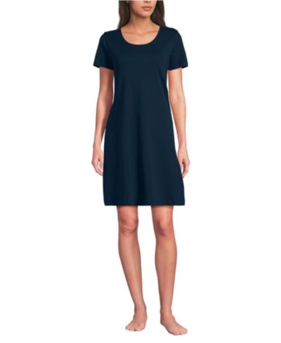 Женская ночная рубашка Lands' End Cotton Short Sleeve Knee Length