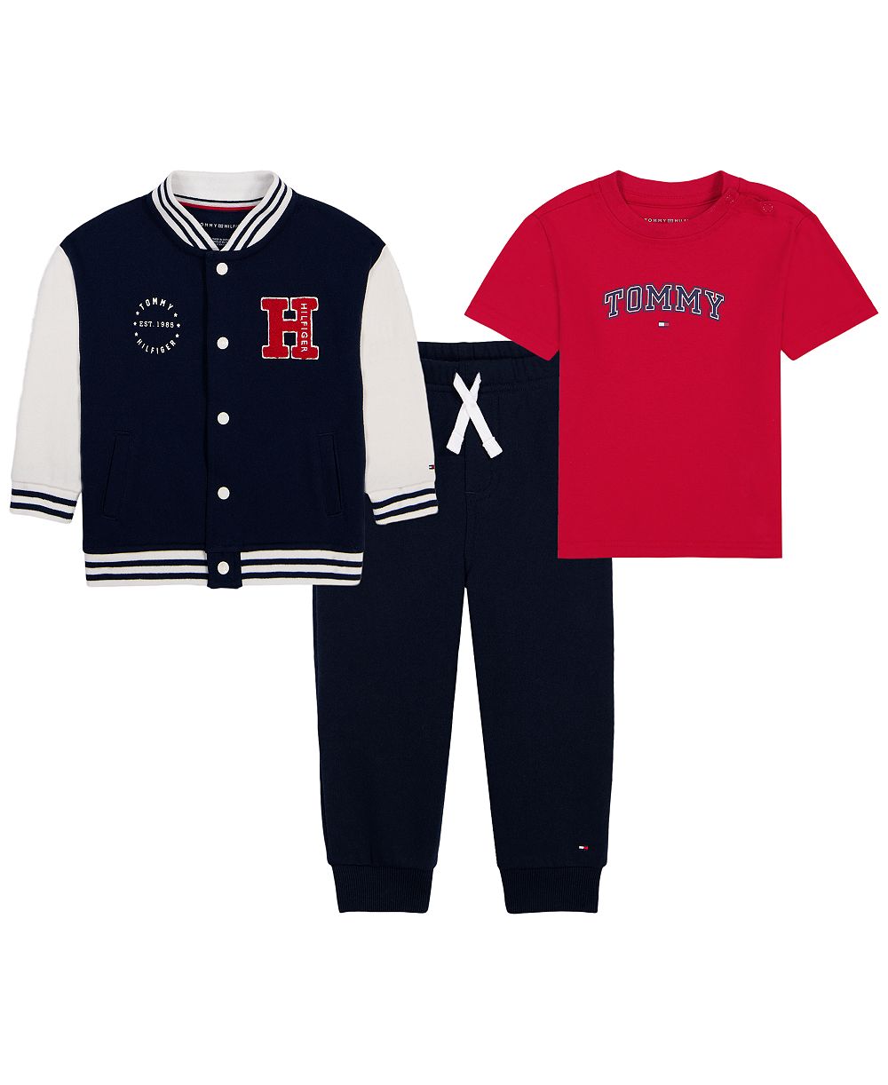 Детский комплект Tommy Hilfiger для мальчиков: куртка baseball, футболка с коротким рукавом и брюки, набор из 3 предметов