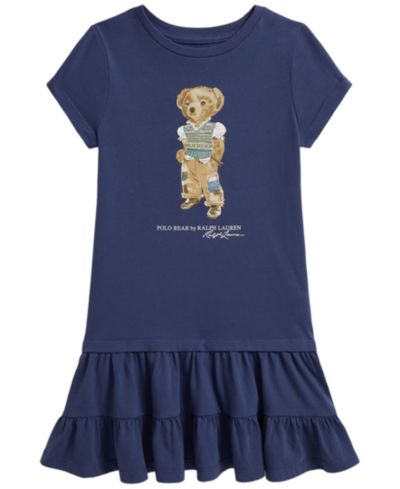 Детская футболка Polo Ralph Lauren Girls' 2T-6X Polo Bear Tiered Short-Sleeve Jersey Dress