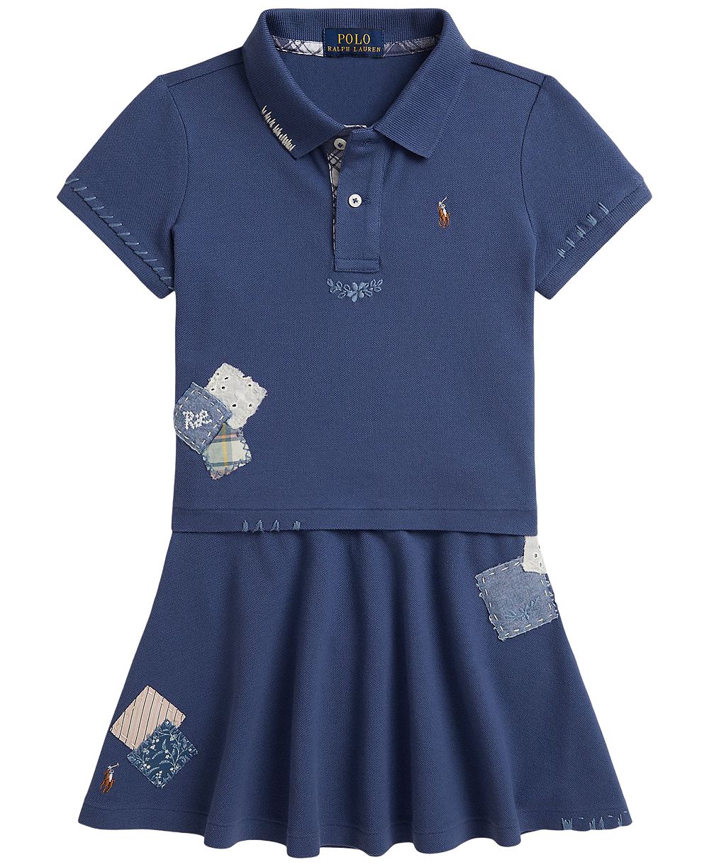 Polo Ralph Lauren Girls' 2T-6X Short-Sleeve Polo Shirt and Skirt, 2-Piece Set