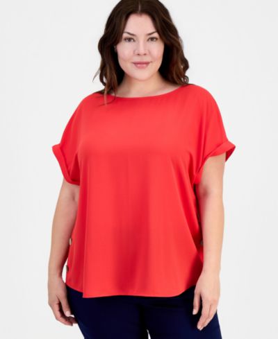 Jones New York Plus Size Button-Trim Short-Sleeve Top