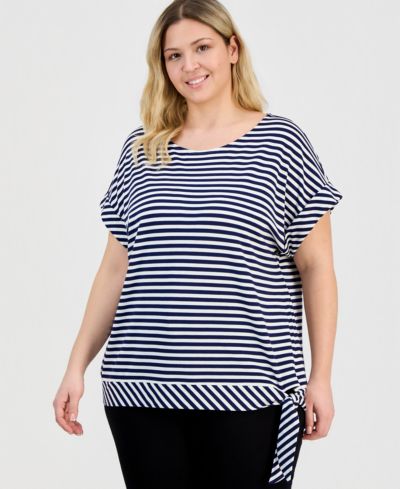 Jones New York Plus Size Dolman-Sleeve Tie-Hem Top