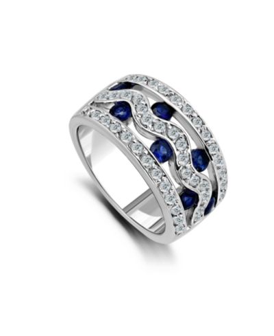 Macy's Cubic Zirconia Round Glass Stones Three Row Band Ring
