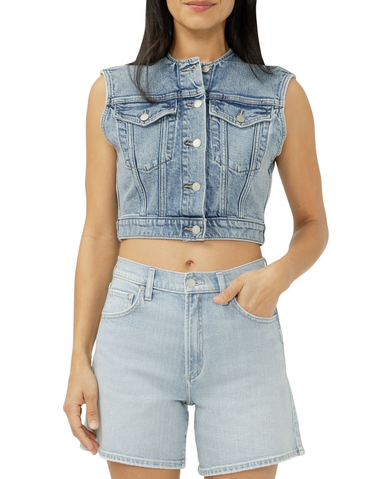 Silver Jeans Co. Women's Cropped Denim Vest
