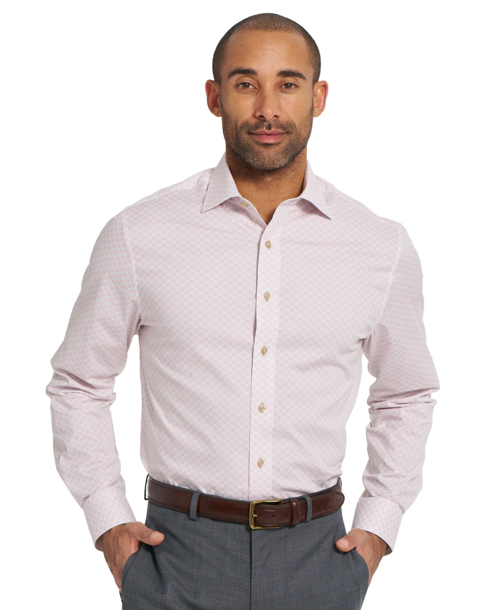 Nick Graham Мужской Woven Mosaic Geometric Dress Shirt