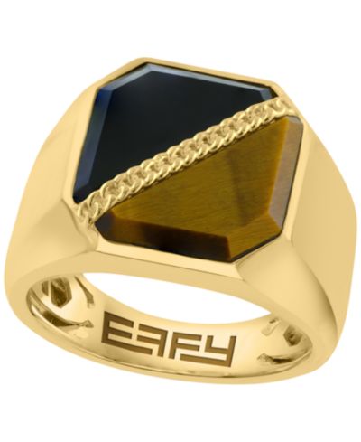 Кольцо EFFY Collection Onyx and Tigers Eye (1-7/8 ct. t.w.) в золоте поверх серебра