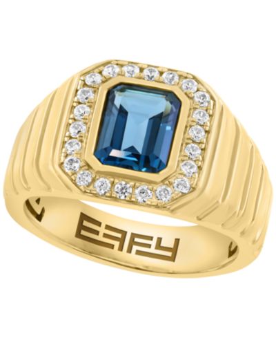 Кольцо EFFY Collection London Blue Topaz и White Zircon в золоте
