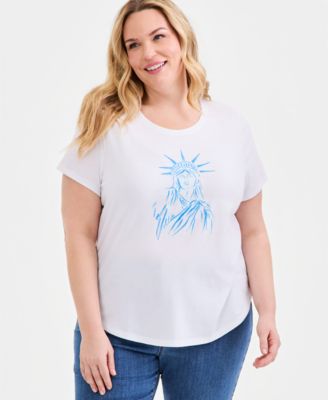 Style & Co Plus Size Americana Graphic Short-Sleeve Crewneck T-Shirt, Macy's Exclusive