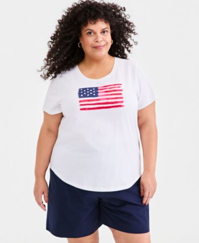 Style & Co Plus Size Americana Graphic Short-Sleeve Crewneck T-Shirt, Macy's Exclusive