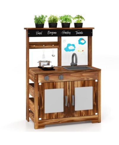 Hongge Fir Wood Mud Kitchen with Removable Sink, Ages 3+