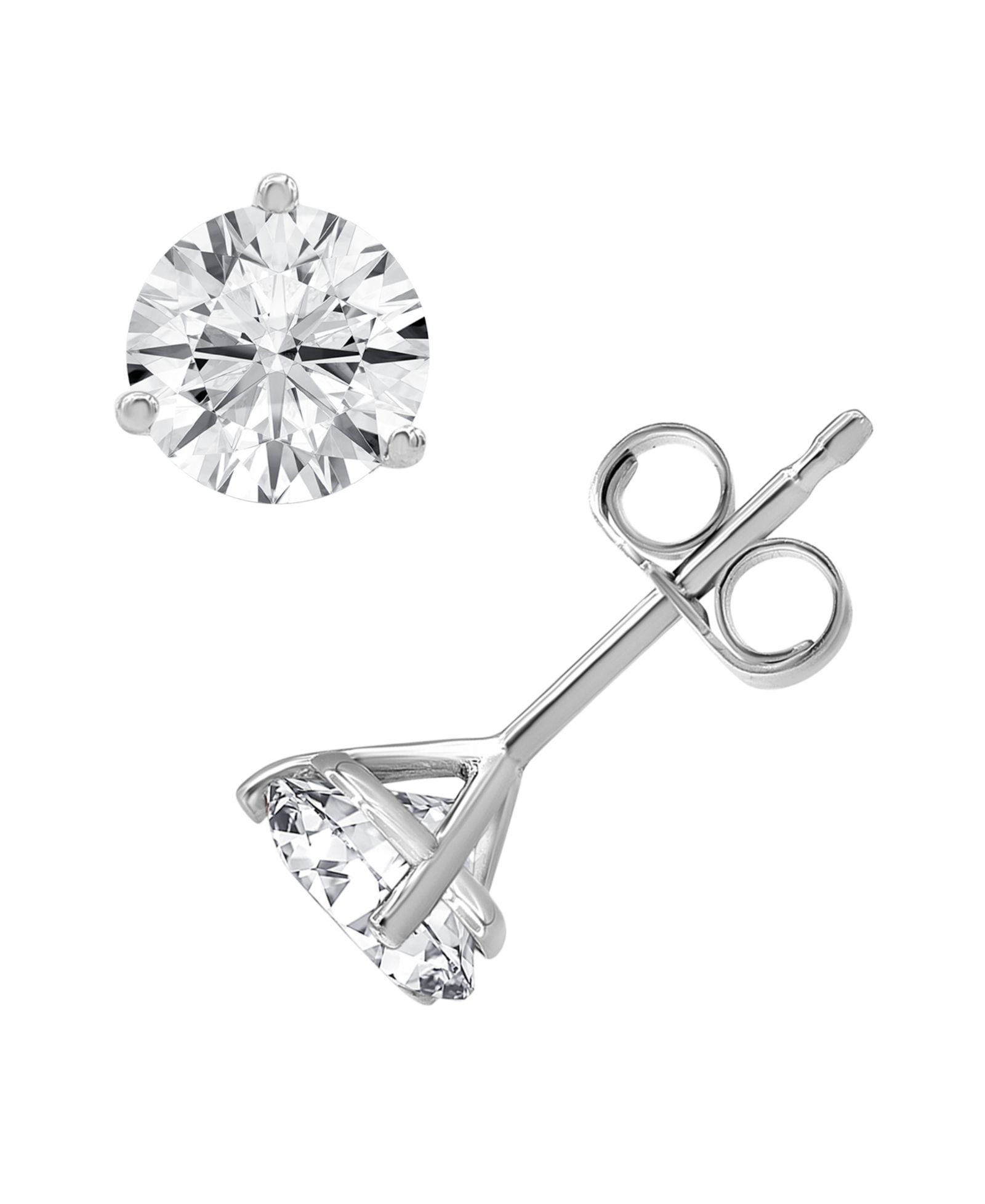 Серьги-гвоздики с выращенным бриллиантом 1 ct. t.w. в 14k White или Yellow Gold