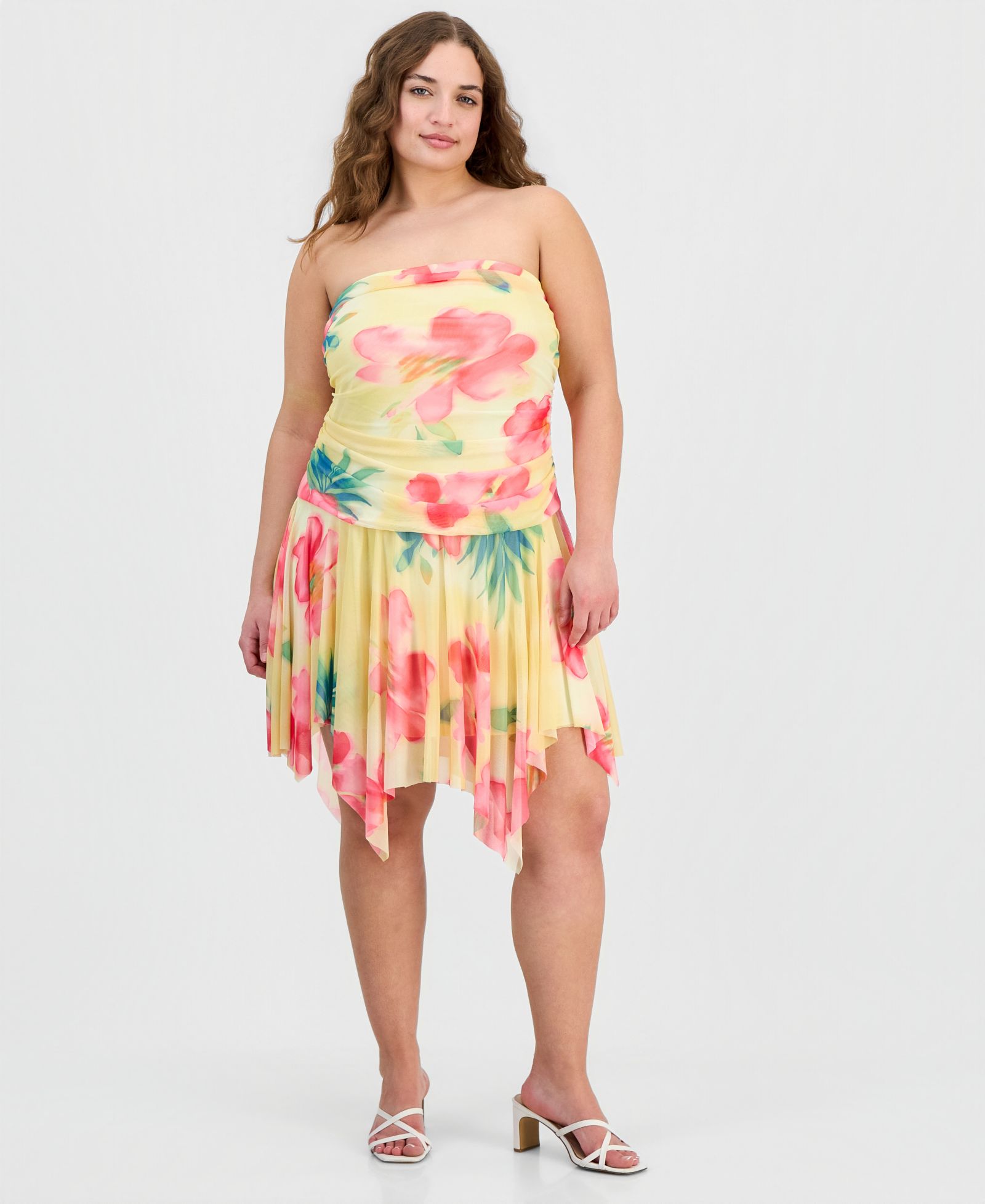 Madden Girl Trendy Plus Size Мини-платье с цветочным принтом и заниженной талией