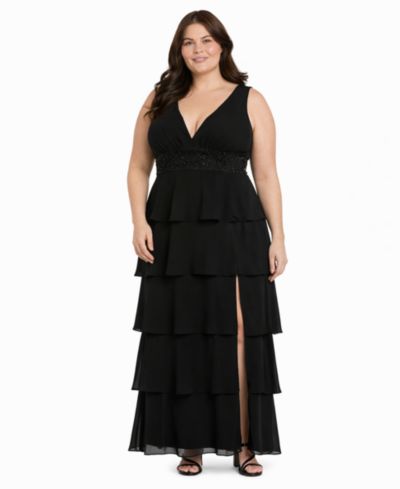 Женское платье R & M Richards Plus Size, без рукавов, V-образный вырез, с разрезом спереди