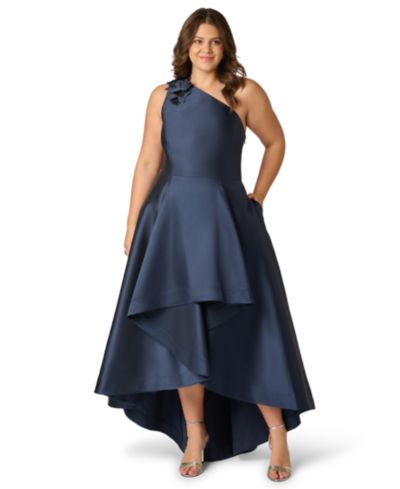 Adrianna Papell Plus Size Mikado High-Low One-Shoulder Gown