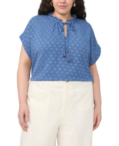 Блузка Vince Camuto Plus Size с V-образным вырезом и завязками спереди и коротким рукавом
