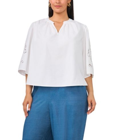 Женская блузка Vince Camuto Plus Size, V-образный вырез, рукав 3/4