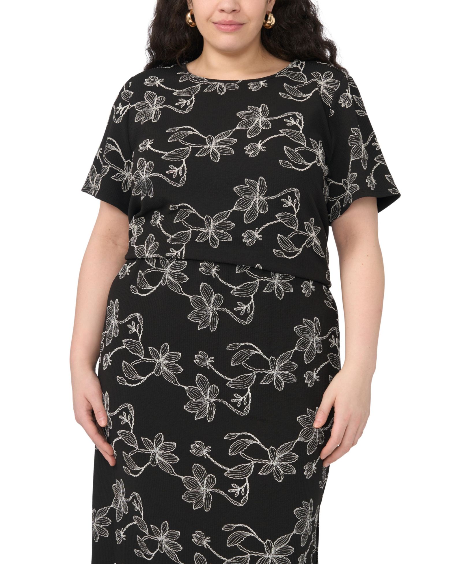 Vince Camuto Plus Size Crewneck Short-Sleeve Top