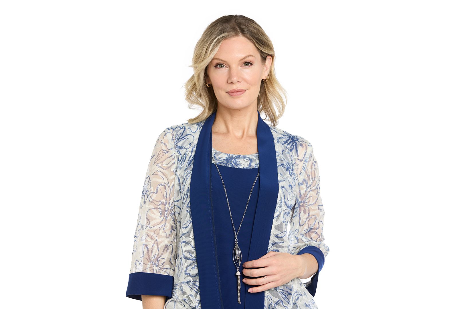 R & M Richards Petite Scoop Neck Jacket Dress