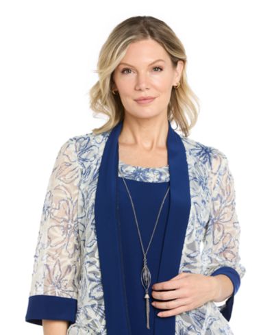 R & M Richards Petite Scoop Neck Jacket Dress