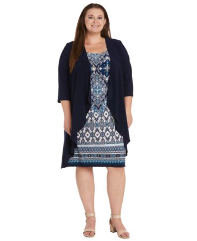 R & M Richards Plus Size Printed Jacket Dress