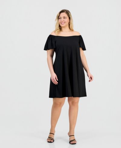 Robbie Bee платье shift из крепа Plus Size с открытыми плечами