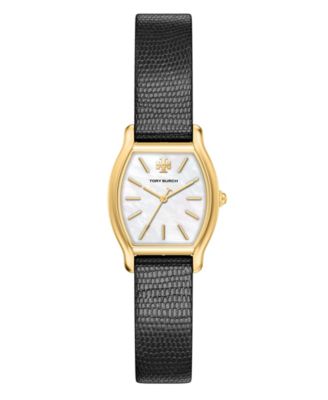 Tory Burch Women's Small Eleanor Curve Black Leather Watch 24mm